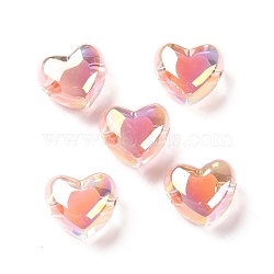 Transparent Acrylic Beads, Bead in Bead, AB Color Plated, Heart, Light Salmon, 19x21.5x14mm, Hole: 3.5mm(TACR-G044-01J)