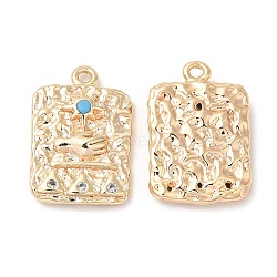 Brass Micro Pave Cubic Zirconia Pendants, with Glass Finding, Nickel Free, Rectangle, Real 18K Gold Plated, 16.7x11x3mm, Hole: 1mm(KK-C028-47G)