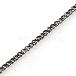 Unwelded Iron Curb Chains, with Card Paper, Gunmetal, 2.5x1.6x0.45mm, about 32.8 Feet(10m)/card(X-CH-R078-10B)