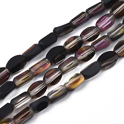 Electroplate Glass Beads Strands, Faceted, Half Plated, Cuboid, Black Plated, 6~7x4~5x3mm, Hole: 0.8mm, about 80pcs/strand, 20.08 inch~ 20.31 inch(51~51.6cm)(EGLA-S188-12-C01)