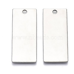 Tarnish Resistant 201 Stainless Steel Pendants, Stamping Blank Tag, Rectangle, Stainless Steel Color, 38x16x1mm, Hole: 3mm(STAS-N095-004B-01)