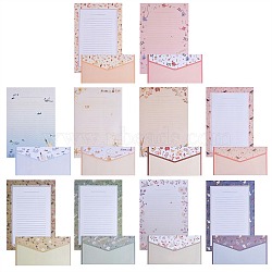 10 Sets 10 Colors Paper Envelopes & Letter Papers, Floral Pattern, Rectangle, Mixed Color, 8.7~21x14.3~16.5x0.01~0.03cm, 9pcs/set, 1set/color(DIY-SZ0003-73)