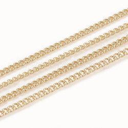 3.28 Feet Soldered Brass Curb Chains, Real 18K Gold Plated, 1.8x1.3x0.4mm(X-CHC-S003-10G)