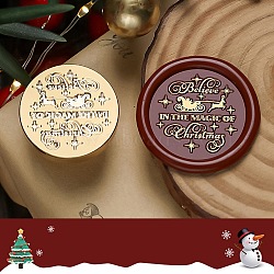 Christmas Theme Wax Seal Brass Stamp Head, for Wax Seal Stamp, Golden, Word, 25x14.5mm, Inner Diameter: 7mm(TOOL-R125-05A)
