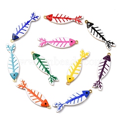 201 Stainless Steel Pendants, with Enamel, Fishbone Charms, Mixed Color, 39.5x11.5x3.5mm, Hole: 1.5mm(STAS-F324-02A)
