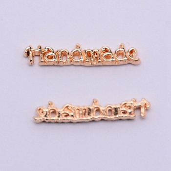 Alloy Cabochons Accessories, DIY for Headwear & Costume Making, Word Handmade, Golden, 3.5x17x1.5mm
