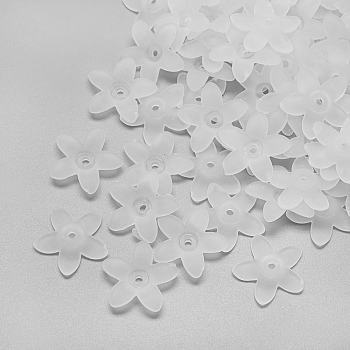 5-Petal Transparent Acrylic Bead Caps, Frosted, Clear, 17x16x4mm, Hole: 1.5mm, about 1600pcs/500g