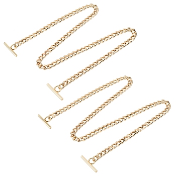 Iron Curb Chain Bag Strap, with Bar, Bag Replacement Accessories, Light Gold, 61.5x0.7x0.2cm