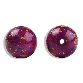 Spray Painted Resin Beads, Round, Purple, 20x19mm, Hole: 2~2.4mm