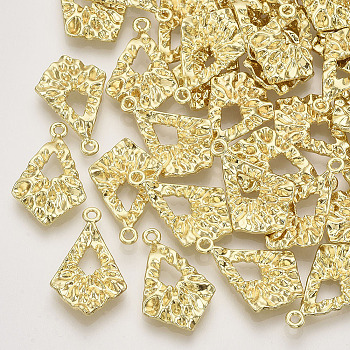 Alloy Pendants, Hammered, Kite, Light Gold, 24x15x3mm, Hole: 1.5mm