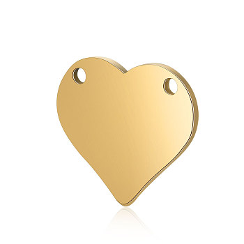 201 Stainless Steel Stamping Blank Tag Pendants, Manual Polishing, Heart, Golden, 15x16x1mm, Hole: 1.5mm