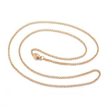 304 Stainless Steel Rolo Chains Necklaces, Golden, 19.6 inch(50cm), 2mm