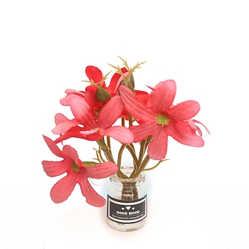 Plastic Flower Miniature Ornaments, Micro Landscape Dollhouse Accessories, Pretending Prop Decorations, Orange Red, 80mm