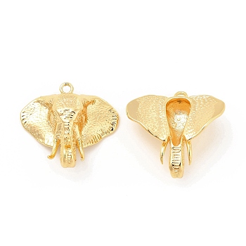 Brass Pendants, Elephant Charm, Real 18K Gold Plated, 20x20.5x10mm, Hole: 1.5mm