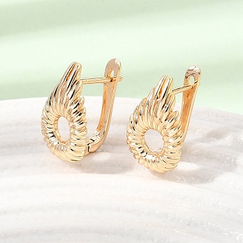 Brass Hoop Earrings for Women, Teardrop, Real 18K Gold Plated, 17x10.5x13mm