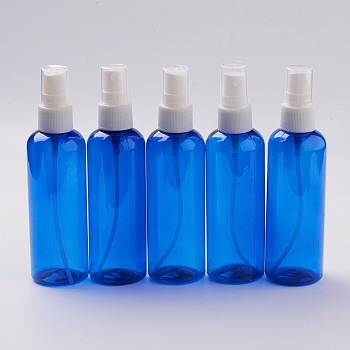 Plastic Spray Bottles, with Fine Mist Sprayer & Dust Cap, Refillable Bottle, Blue, 14.4x3.8cm, Capacity: 110ml(3.71 fl. oz)