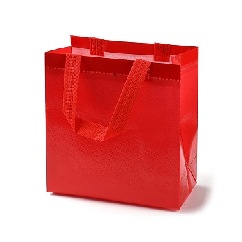 Non-Woven Reusable Folding Gift Bags with Handle, Portable Waterproof Shopping Bag for Gift Wrapping, Rectangle, Red, 11x21.5x22.5cm, Fold: 28x21.5x0.1cm