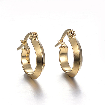 304 Stainless Steel Hoop Earrings, Golden, 15.5x13.5x3mm, Pin: 1x0.8mm