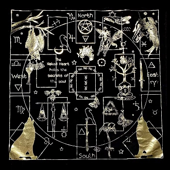 Polyester Altar Cloth, Owl Horse Wolf Witchcraft Supplies, Tarot Spread Table Top Cloth, Wiccan Square Spiritual Sacred Cloth, Black, 600x600mm