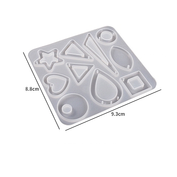 Pendant DIY Silicone Molds, Resin Casting Molds, for UV Resin & Epoxy Resin Craft Making, Triangle/Heart/Star, 93x88x3mm