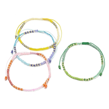 Glass Seed Braided Bead Bracelets, Adjustable Bracelet, Mixed Color, Inner Diameter: 2-1/8~3-1/2 inch(5.5~9cm)