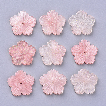 Cellulose Acetate(Resin) Beads, with Glitter Powder, Rainbow Gradient Mermaid Pearl Style, Flower, Light Coral, 19x20x3mm, Hole: 1mm