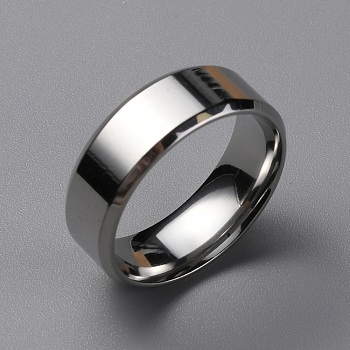 304 Stainless Steel Wide Band Finger Rings for Women Men, Plain Band Rings, Stainless Steel Color, 8mm, Inner Diameter: US Size 11 1/4(20.7mm)