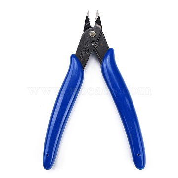 45# Carbon Steel Jewelry Pliers, Flush Cutter, Shear, with Plastic Handles , Blue, 130x52x12mm(X-PT-G002-03B)