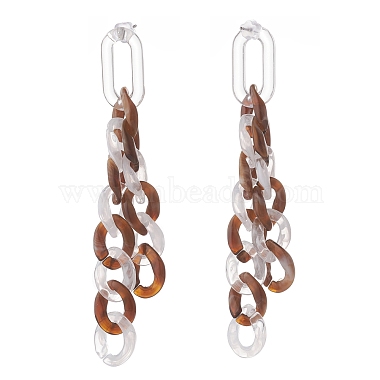 Acrylic Curb Chain Tassel Dangle Stud Earrings for Women(EJEW-JE04767-06)-4