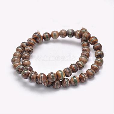 Brins de perles d'agate dzi à motif rayé tibétain naturel(G-F354-13)-2