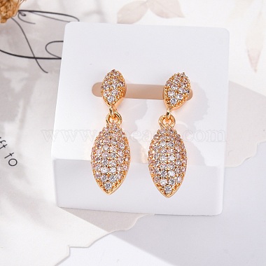 Brass Micro Pave Cubic Zirconia Stud Earrings(EJEW-K400-43G)-2