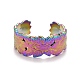 Rainbow Color Ion Plating(IP) 304 Stainless Steel Leaf Open Cuff Ring for Women(RJEW-A005-16)-1