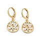 Tree with Evil Eye Real 18K Gold Plated Brass Dangle Leverback Earrings(EJEW-Q797-19G-01)-1