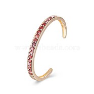 Classic Brass Cuff Bangles, with Cubic Zirconia, Red, Champagne Yellow, Gold, 2-3/8 inch(60mm)(BJEW-BB32123-F)