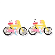 Resin Pendants, with Platinum Iron Loop, Bicycle, Colorful, 24.5x34.5x4mm, Hole: 2mm(RESI-O009-14)