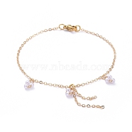 Charms Bracelets, with Brass Cable Chains, ABS Plastic Imitation Pearl and 304 Stainless Steel Lobster Claw Clasps, Golden, 7-1/4 inch(18.5cm)(BJEW-JB05272-01)