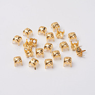 Square Brass Sew on Prong Settings, Rhinestone Claw Settings, Golden, 6x6x0.25mm, Fit for SS28 Diamond Shape Rhinestone, about 2000pcs/bag(KK-O084-05G-6x6mm)