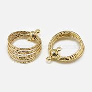 Brass  2-Loop Link Pendants, Rings, Real 18K Gold Plated, 19x16x5.5mm, Hole: 1mm(KK-N200-083)