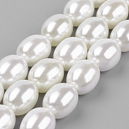 Shell Pearl Beads Strands, Oval, WhiteSmoke, 15.5x12~12.5mm, Hole: 1mm, about 26pcs/strand, 15.9 inch(40.3cm)(BSHE-K010-03B)
