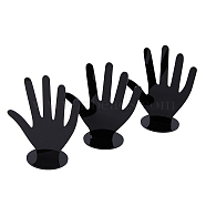 Tabletop Hand-shaped Acrylic Jewelry Display Stands, Jewelry Organizer Holder for Rings, Bracelets Display, Black, Finished Product: 13x5.95x14.95cm, about 2pcs/set(ODIS-WH0043-13A)