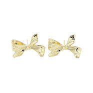 Bowknot Brass Stud Earrings, Long-Lasting Plated, Lead Free & Cadmium Free, Real 18K Gold Plated, 14x20mm(EJEW-Q811-03G)