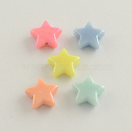 AB Color Plated Acrylic Beads, Star, Mixed Color, 14x14x5mm, Hole: 2mm, about 1080pcs/500g(SACR-Q106-01)