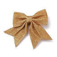 Glitter Cloth Bowknot Pendant Decoration, for Christmas Tree Gift Box Hanging Ornaments, Goldenrod, 165~180x160~175x19~20mm(DIY-I112-01A)