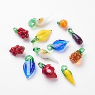 Handmade Lampwork Beads, Mixed Color, Size: about 10.5~15mm in diameter, 22~34.5mm long, hole: 3mm(X-LAMP-Q020-M)
