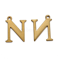 304 Stainless Steel Alphabet Charms, Antique Bronze, Letter.N, 12x9.5x1mm, Hole: 1mm(STAS-H122-N-AB)