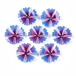 Plastic Beads, Flower, Royal Blue, 21~22x22x5~5.5mm, Hole: 1mm(KY-N015-027B)