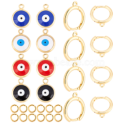 ARRICRAFT DIY Colorful Evil Eye Earring Making Kit, Including Brass Huggie Hoop Earring Finding & Jump Rings & Enamel Charms, Golden, 28Pcs/box(DIY-AR0002-84)