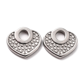 304 Stainless Steel Pendants Cabochon Setting for Enamel, Heart, Stainless Steel Color, 14x15x2mm, Hole: 4mm