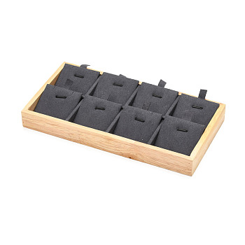 Wood Covered with Microfiber Pendant Display Stands, 8 Slots Jewelry Holders, Rectangle, Dark Gray, 11.15x22x2.4cm