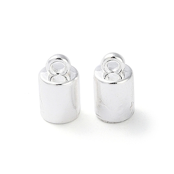 Alloy Cord End, Long-Lasting Plated, Column, Silver, 9.5x5.5mm, Hole: 1.4mm, Inner Diameter: 4mm
